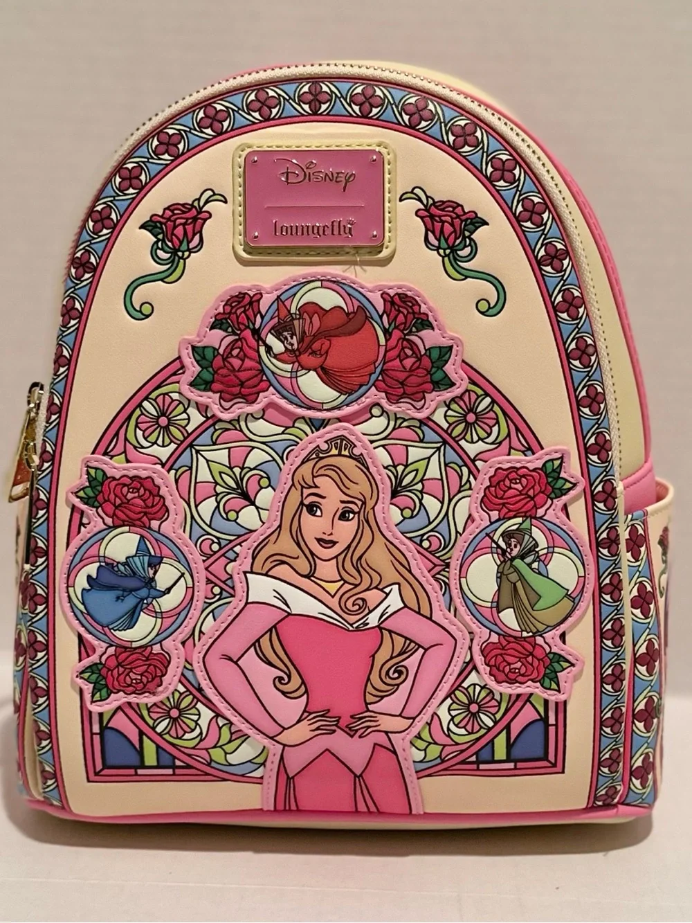 Loungefly Disney NWT Sleeping Beauty Aurora Stained Glass Portrait Mini Backpack